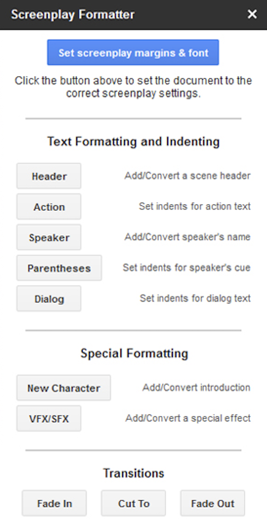 Screenplay Formatter shutdown